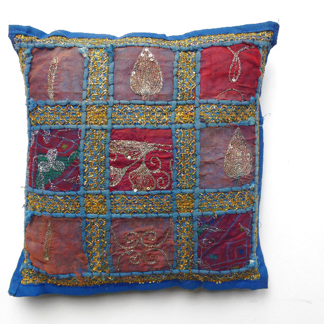 CUSHION, Indian Patchwork - Blue